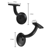 Angel Sar Matte Black Hand Rail Bracket Heavy-Duty Hardware for Stairways, Home or Office Stair Support Handrail Brackets (4-Pack)