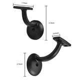 Angel Sar Matte Black Hand Rail Bracket Heavy-Duty Hardware for Stairways, Home or Office Stair Support Handrail Brackets (6-Pack)