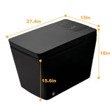ANGELES HOME Matte Black Smart Toilet Bidet with Auto Open/Flushing & LED Display