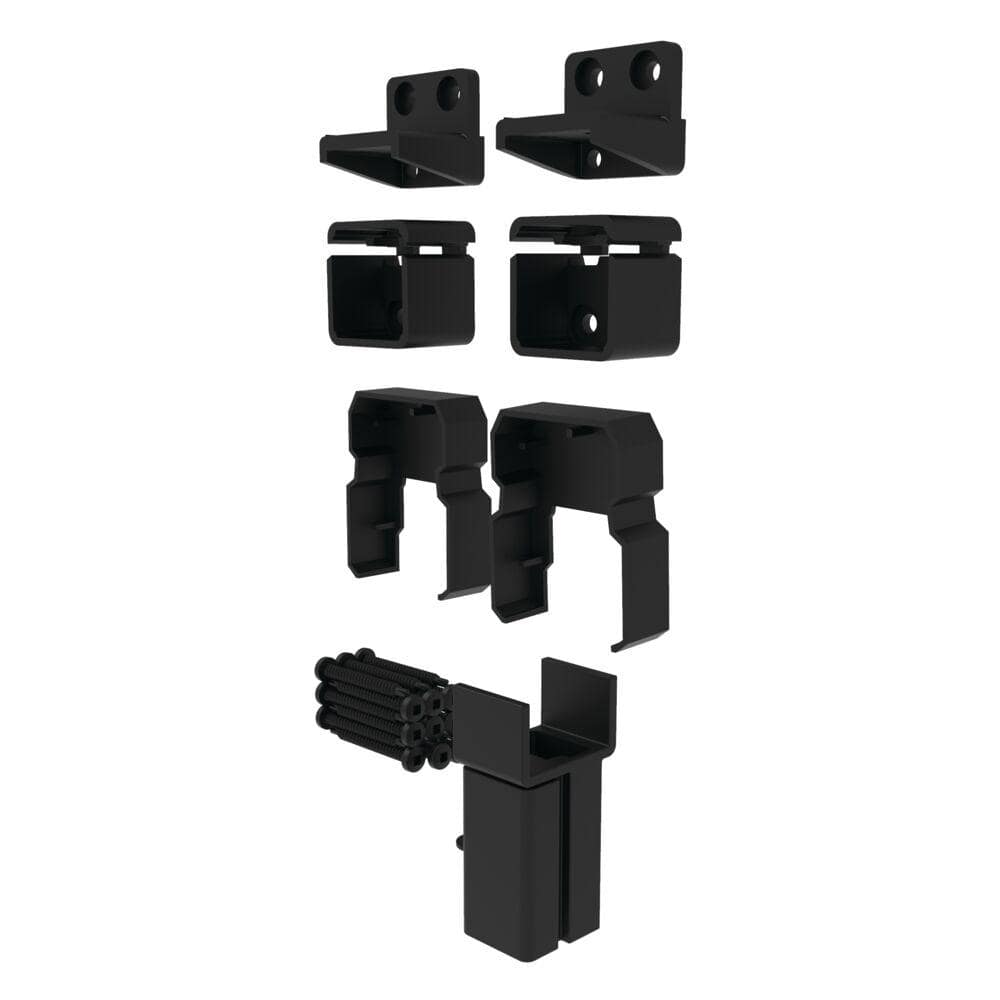 Barrette Outdoor Living VersaRail Classic Matte Black Aluminum Line Bracket Kit (4-Piece)