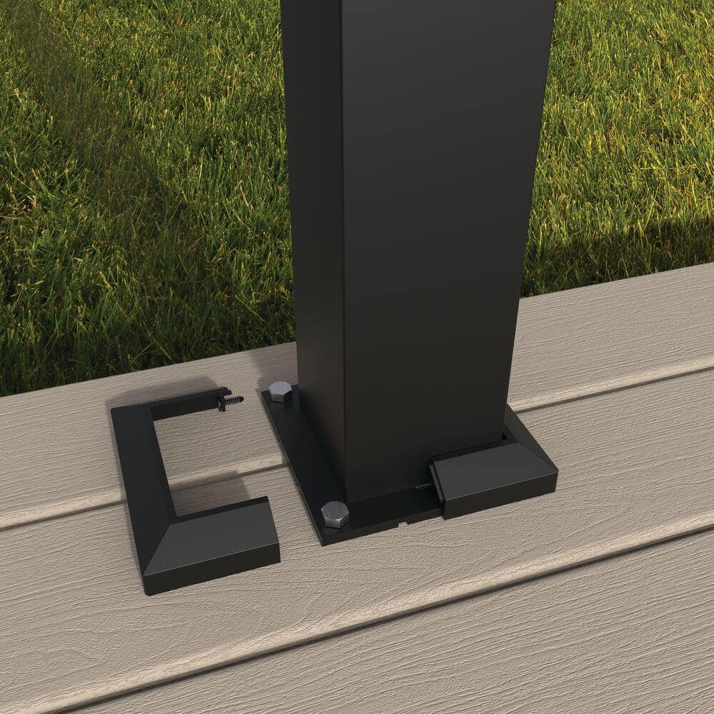 Penrose/VersaRail 4.25 in. x 4.25 in. Matte Black Aluminum Rail Post Mount with Trim