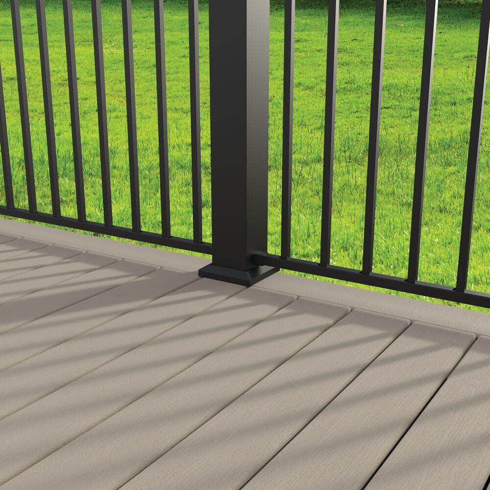Penrose/VersaRail 4.25 in. x 4.25 in. Matte Black Aluminum Rail Post Mount with Trim