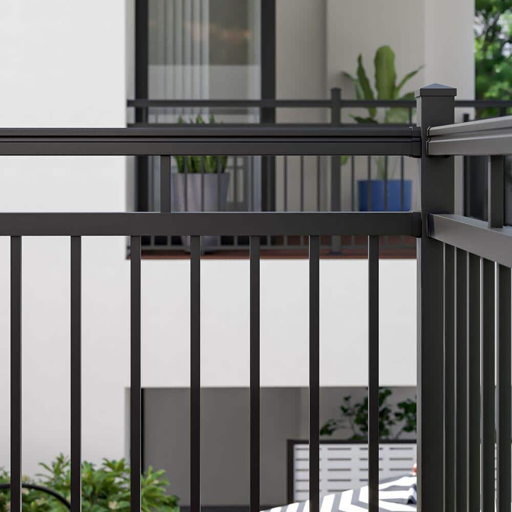 Barrette Outdoor Living VersaRail Aluminum 8 ft. Matte Black Triple Rail Topper