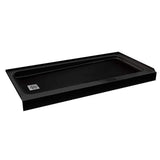 ShowerCast 60 in. x 30 in. Single Threshold Shower Pan in Matte Black with Square Chrome Shower Drain Cover Right Drain
