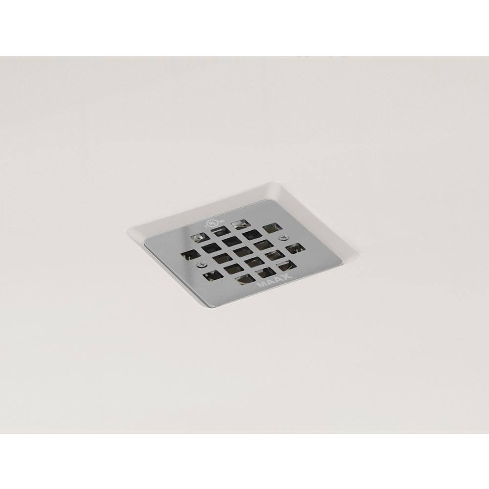 ShowerCast 60 in. x 30 in. Single Threshold Shower Pan in Matte Black with Square Chrome Shower Drain Cover Right Drain