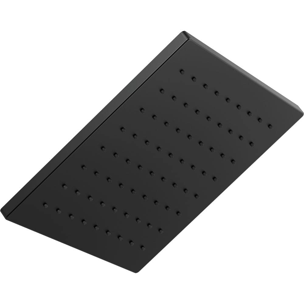 Delta 1-Spray 11.75 in. Wall Mount Square Fixed Rain Shower Head in Matte Black