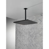 Delta 1-Spray 11.75 in. Wall Mount Square Fixed Rain Shower Head in Matte Black