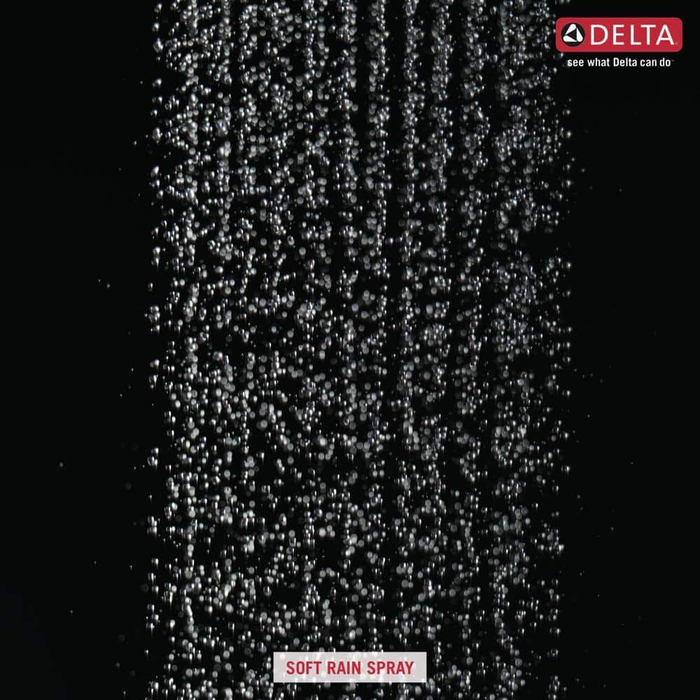 Delta 1-Spray 11.8 in. Wall-Mount Square Fixed Rain Shower Head in Matte Black