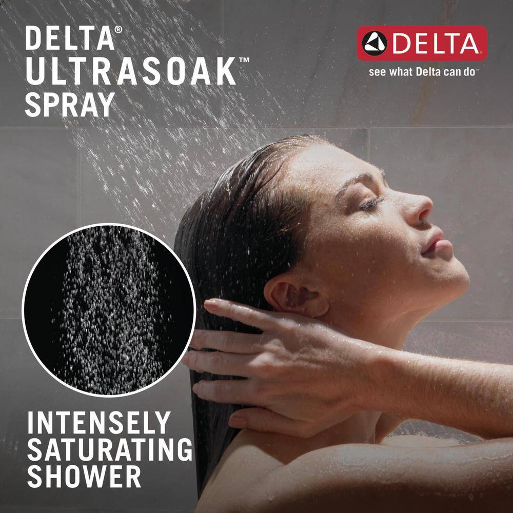 Delta 4-Spray 8.3 in. Single Wall-Mount Fixed H2Okinetic Shower Head in Matte Black