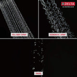 Delta 3-Spray 7.63 in. Wall-Mount Fixed Rain H2Okinetic Shower Head in Matte Black