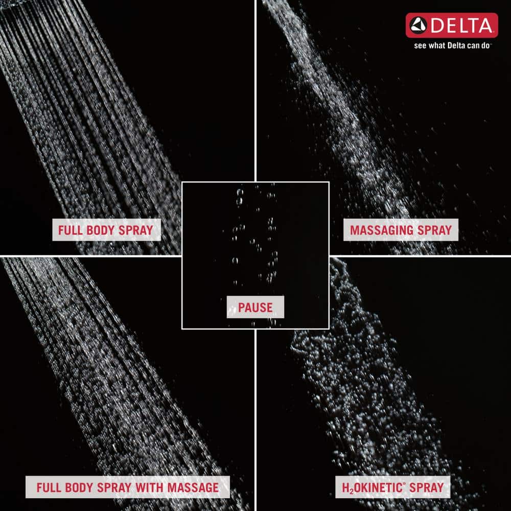 Delta 5-Spray 4.13 in. Wall-Mount Handheld Shower Head with Slide Bar & H2Okinetic Technology, Matte Black