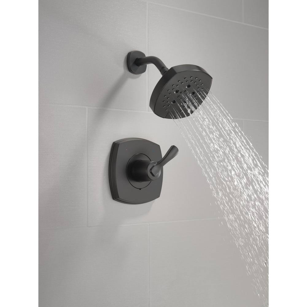 Delta Stryke Matte Black 1-Handle Shower Faucet Trim Kit, H2Okinetic, Valve Not Included