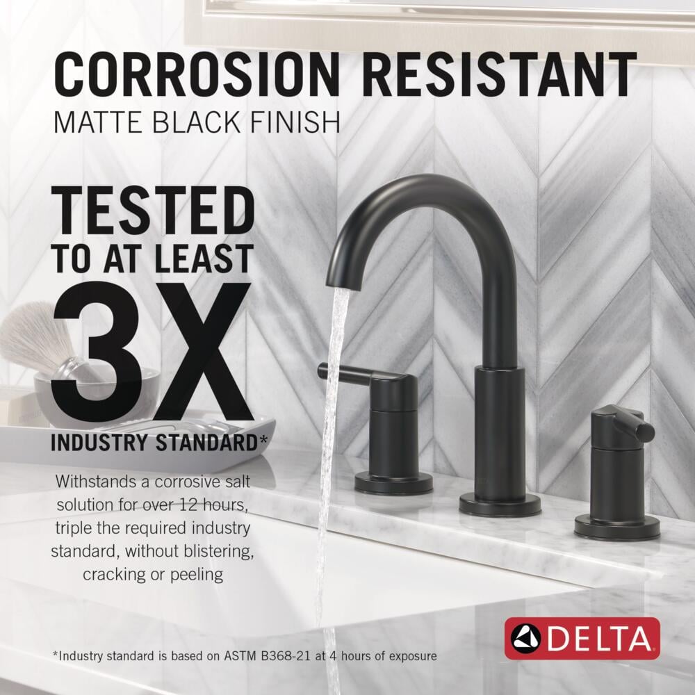 Nicoli J-Spout 8 in. Widespread 2-Handle Bathroom Faucet in Matte Black