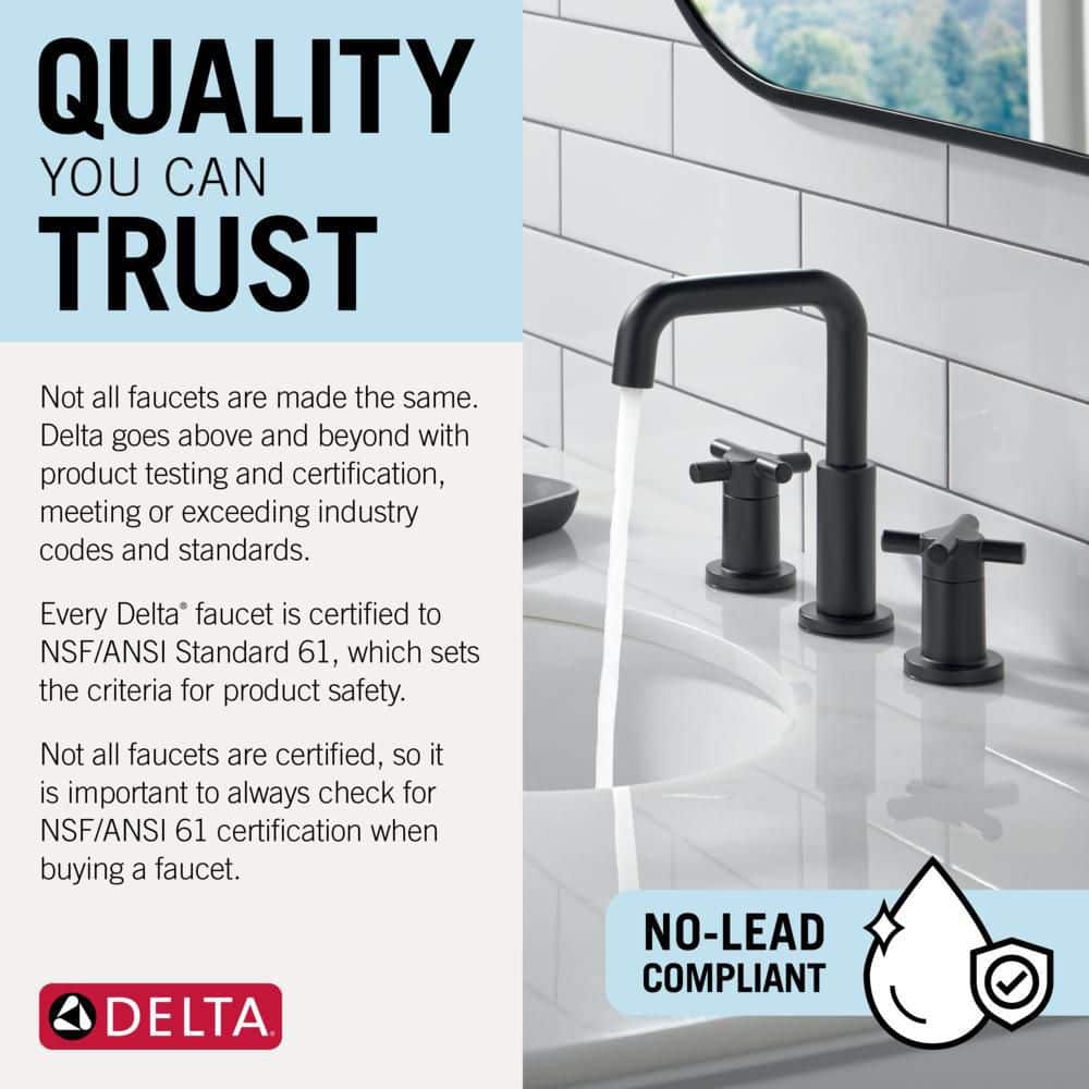Nicoli J-Spout 8 in. Widespread 2-Handle Bathroom Faucet in Matte Black