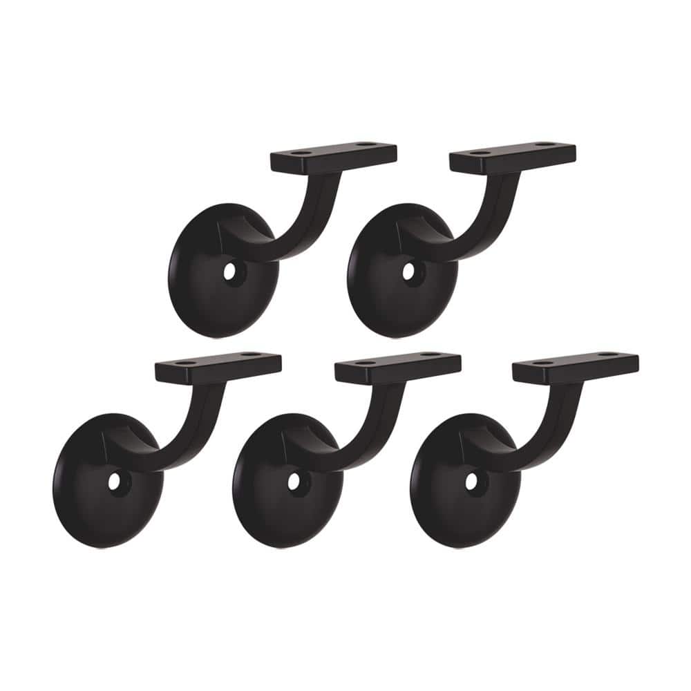 Design House Jumbo Hand Rail Bracket for Railings Stairways in Office Home or Any Room Matte Black, 5-Pack