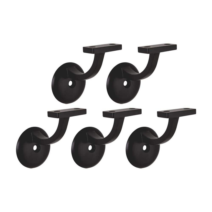 Design House Jumbo Hand Rail Bracket for Railings Stairways in Office Home or Any Room Matte Black, 5-Pack