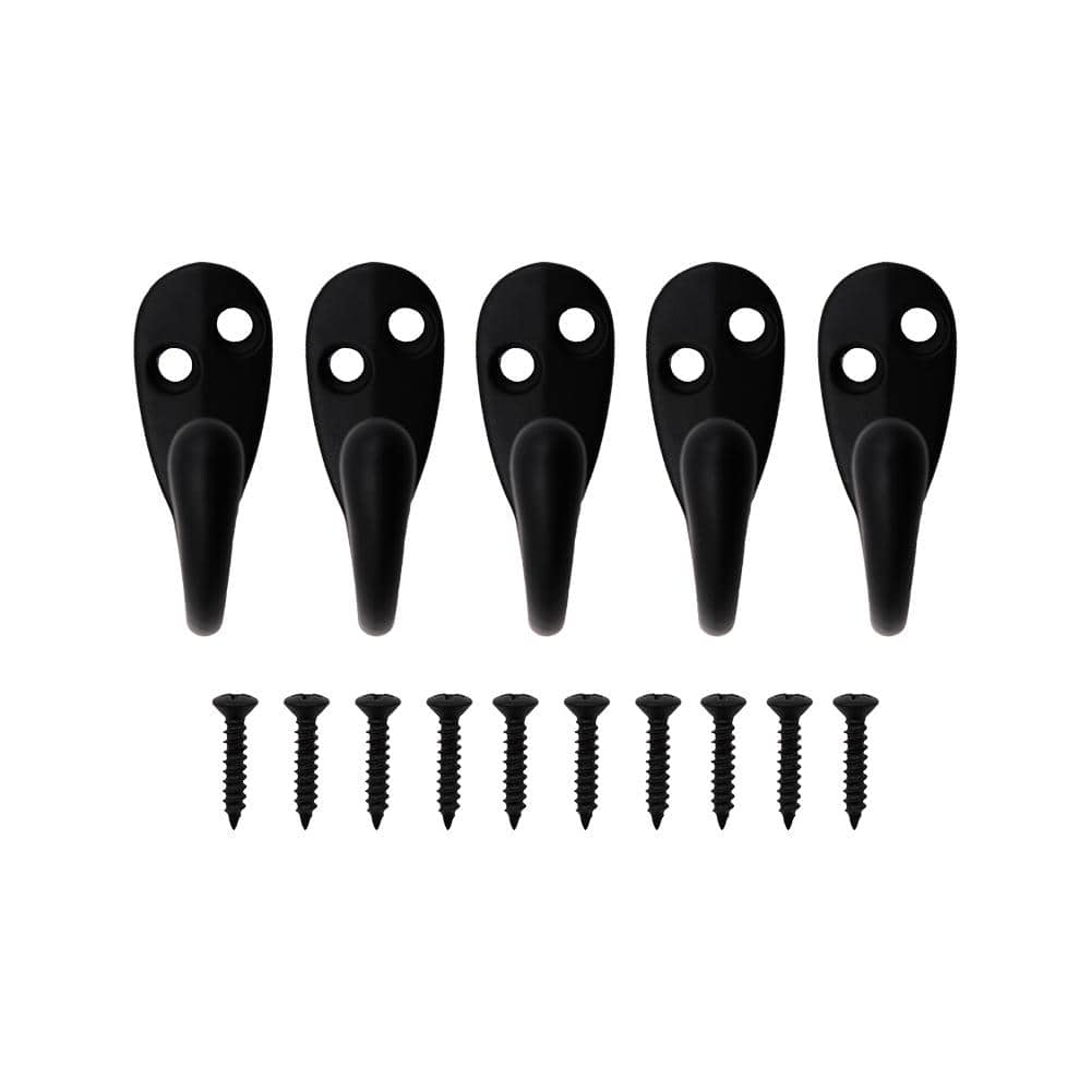 Everbilt Matte Black Light-Duty Single Robe Hook (5-Pack)