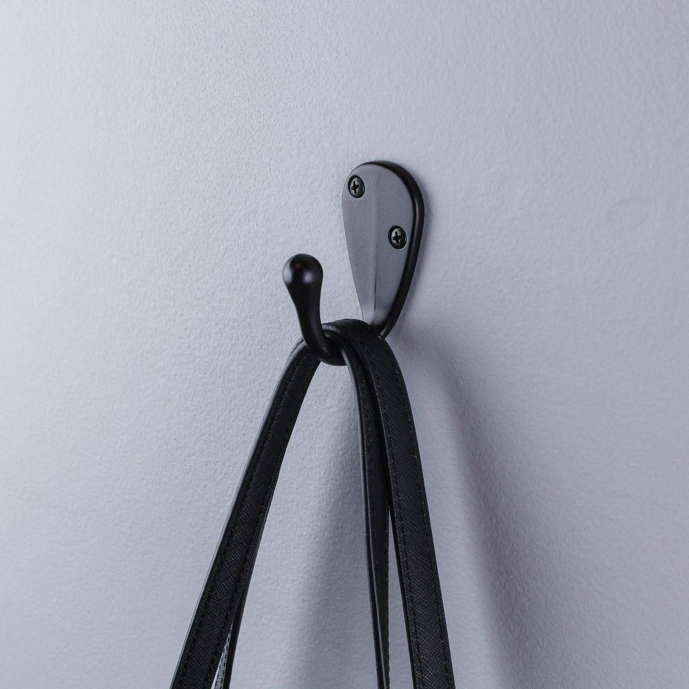 Everbilt Matte Black Light-Duty Single Robe Hook (5-Pack)