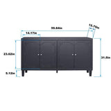 FUNKOL 59.84 in. x 15.75 in. x 31.5 in. MDF Freestanding Ready to Assemble Base Storage Cabinet in Matte Black with 4-Doors