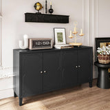 FUNKOL 59.84 in. x 15.75 in. x 31.5 in. MDF Freestanding Ready to Assemble Base Storage Cabinet in Matte Black with 4-Doors