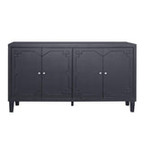 FUNKOL 59.84 in. x 15.75 in. x 31.5 in. MDF Freestanding Ready to Assemble Base Storage Cabinet in Matte Black with 4-Doors