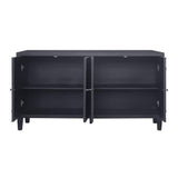 FUNKOL 59.84 in. x 15.75 in. x 31.5 in. MDF Freestanding Ready to Assemble Base Storage Cabinet in Matte Black with 4-Doors