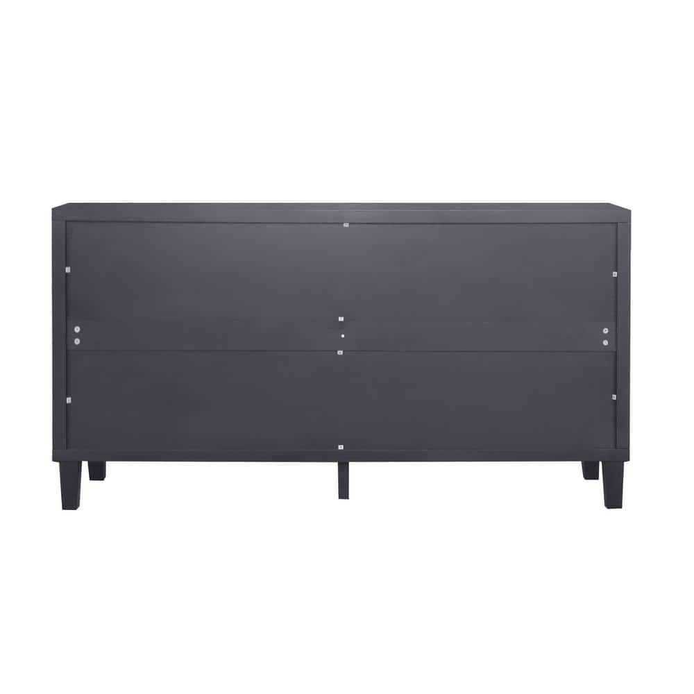 FUNKOL 59.84 in. x 15.75 in. x 31.5 in. MDF Freestanding Ready to Assemble Base Storage Cabinet in Matte Black with 4-Doors