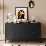 FUNKOL 59.84 in. x 15.75 in. x 31.5 in. MDF Freestanding Ready to Assemble Base Storage Cabinet in Matte Black with 4-Doors