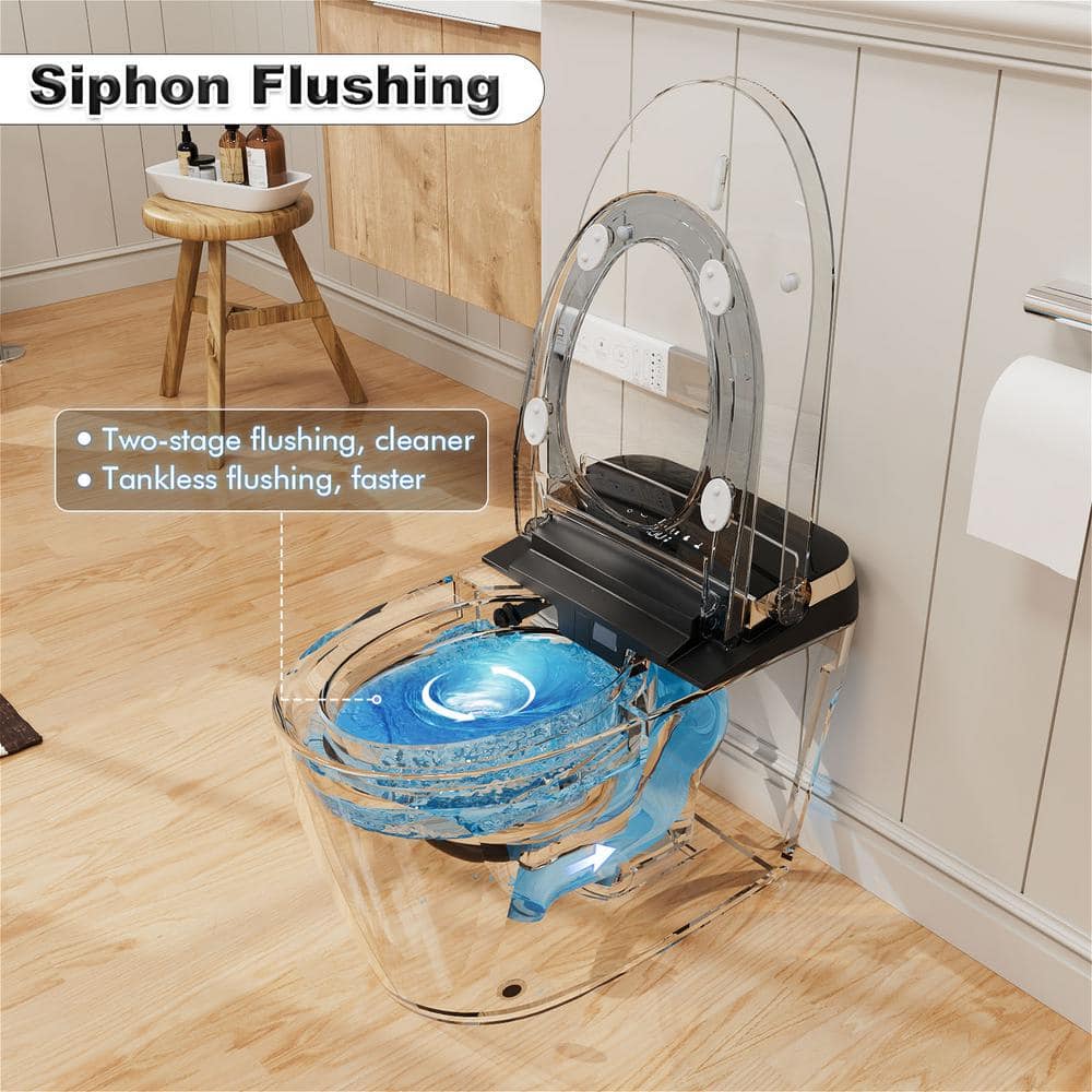 GIVING TREE Smart Toilet Bidet GTAD1105MB - 1.28 GPF Elongated with Auto Flush, Heated Seat, Matte Black