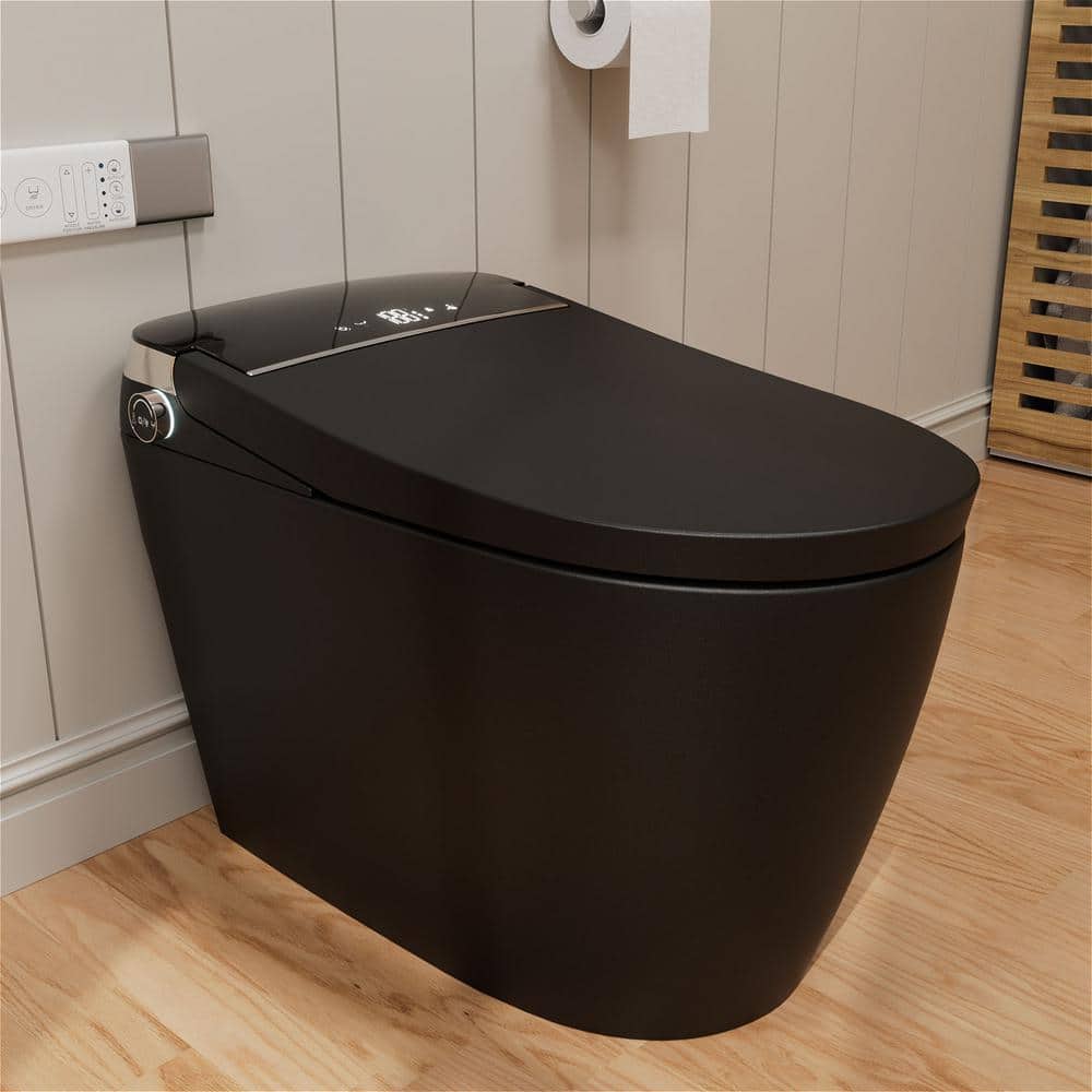 GIVING TREE Smart Toilet Bidet GTAD1105MB - 1.28 GPF Elongated with Auto Flush, Heated Seat, Matte Black