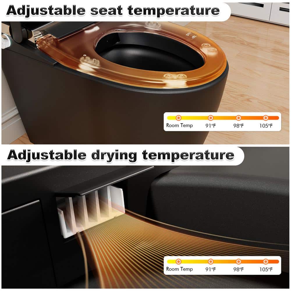 GIVING TREE Smart Toilet Bidet GTAD1105MB - 1.28 GPF Elongated with Auto Flush, Heated Seat, Matte Black