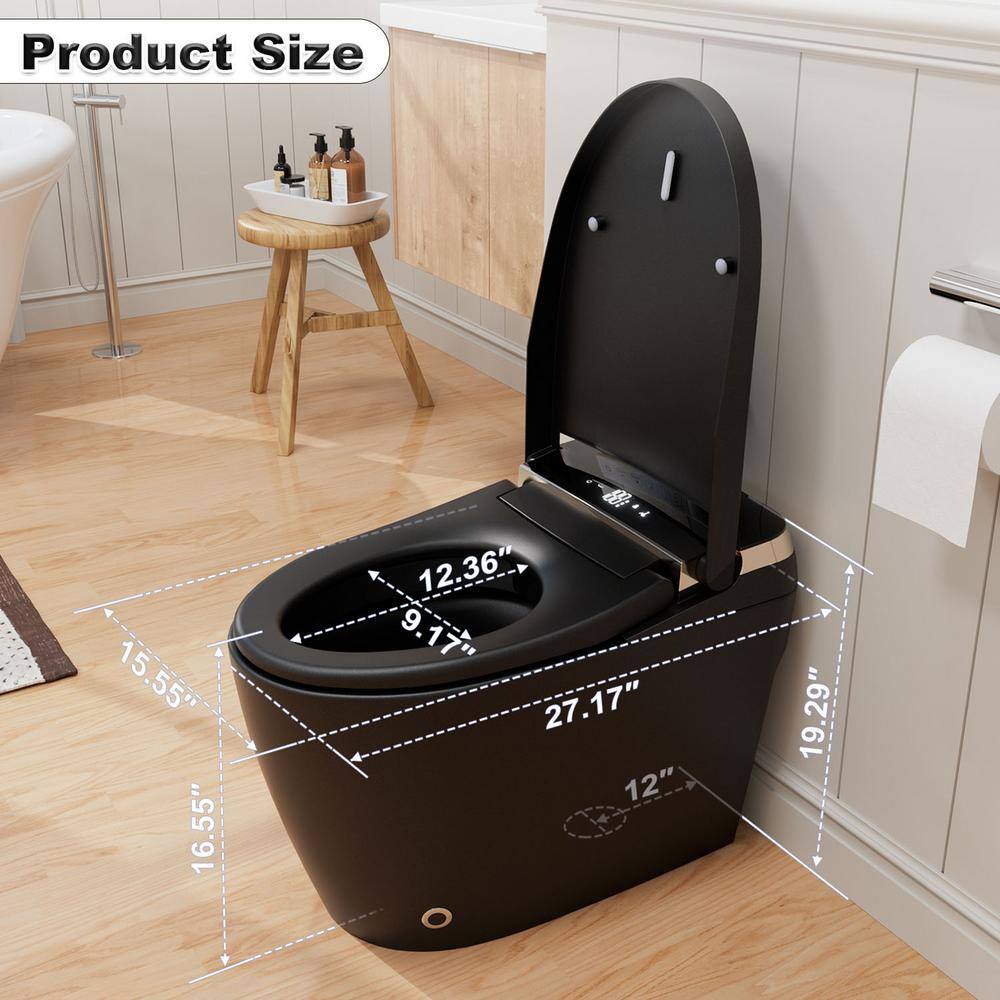 GIVING TREE Smart Toilet Bidet GTAD1105MB - 1.28 GPF Elongated with Auto Flush, Heated Seat, Matte Black