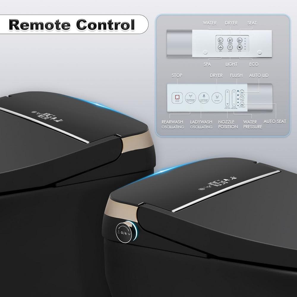 GIVING TREE Smart Toilet Bidet GTAD1105MB - 1.28 GPF Elongated with Auto Flush, Heated Seat, Matte Black