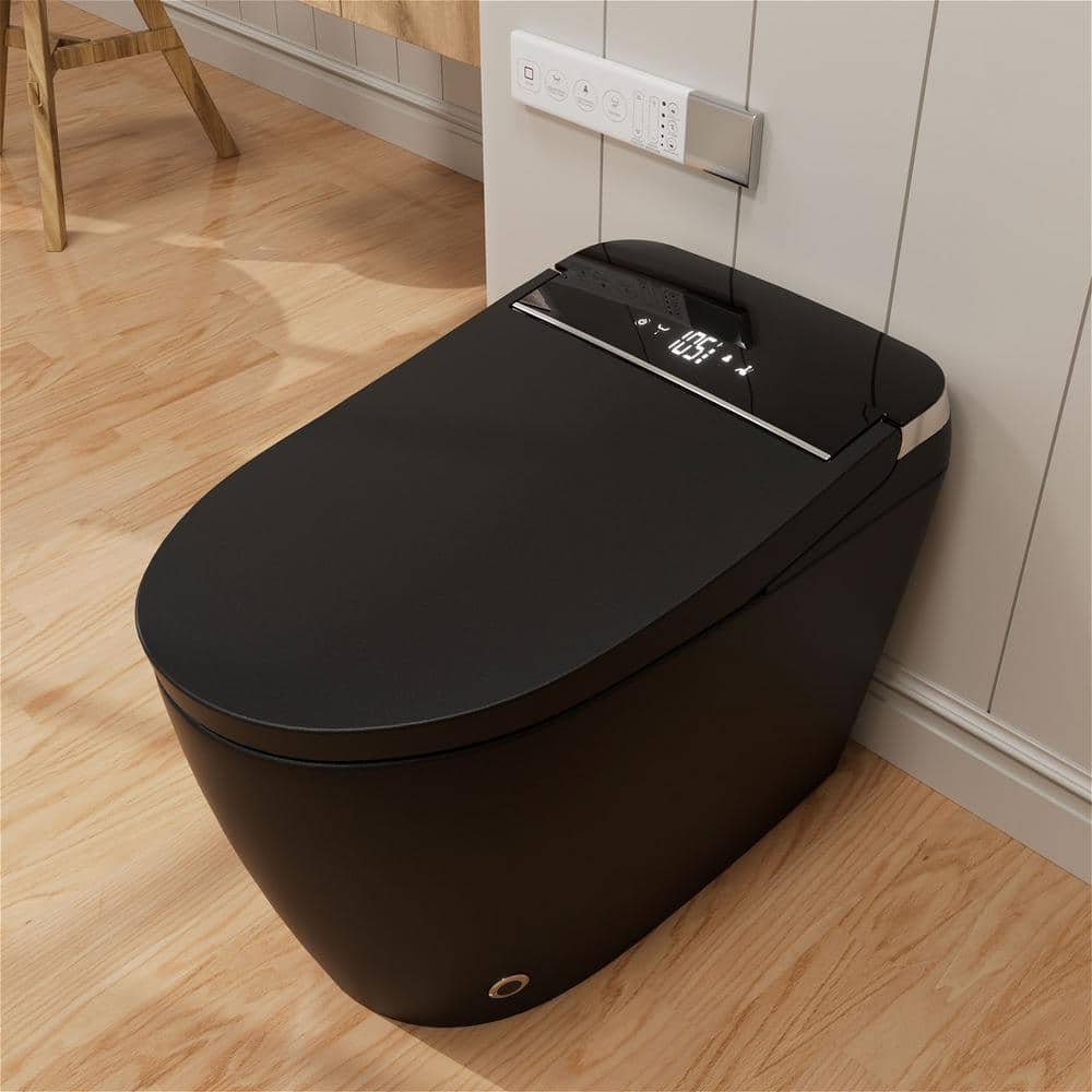 GIVING TREE Smart Toilet Bidet GTAD1105MB - 1.28 GPF Elongated with Auto Flush, Heated Seat, Matte Black