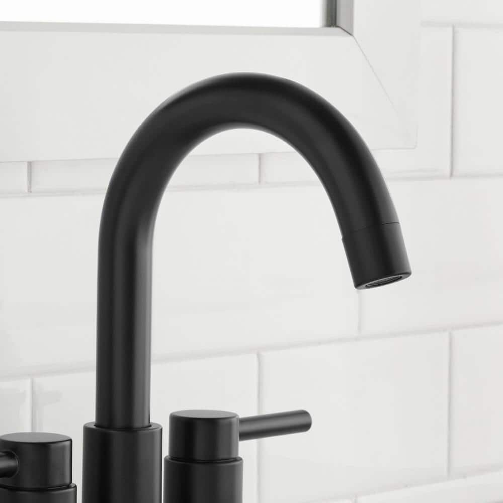 Glacier Bay Dorind 4 in. Centerset 2-Handle High-Arc Bathroom Faucet in Matte Black