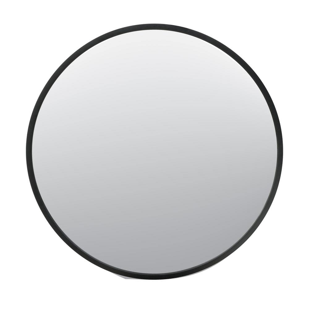 Glacier Bay 23.6 in. W x 23.6 in. H Round Matte Black Medicine Cabinet with Mirror