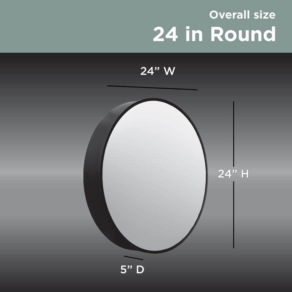 Glacier Bay 23.6 in. W x 23.6 in. H Round Matte Black Medicine Cabinet with Mirror