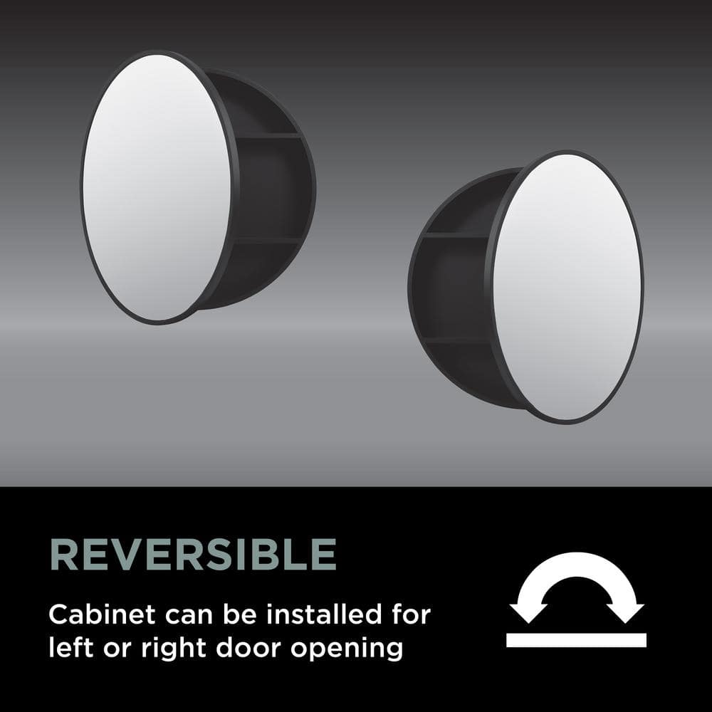 Glacier Bay 30 in. W x 30 in. H Round Matte Black Medicine Cabinet with Mirror