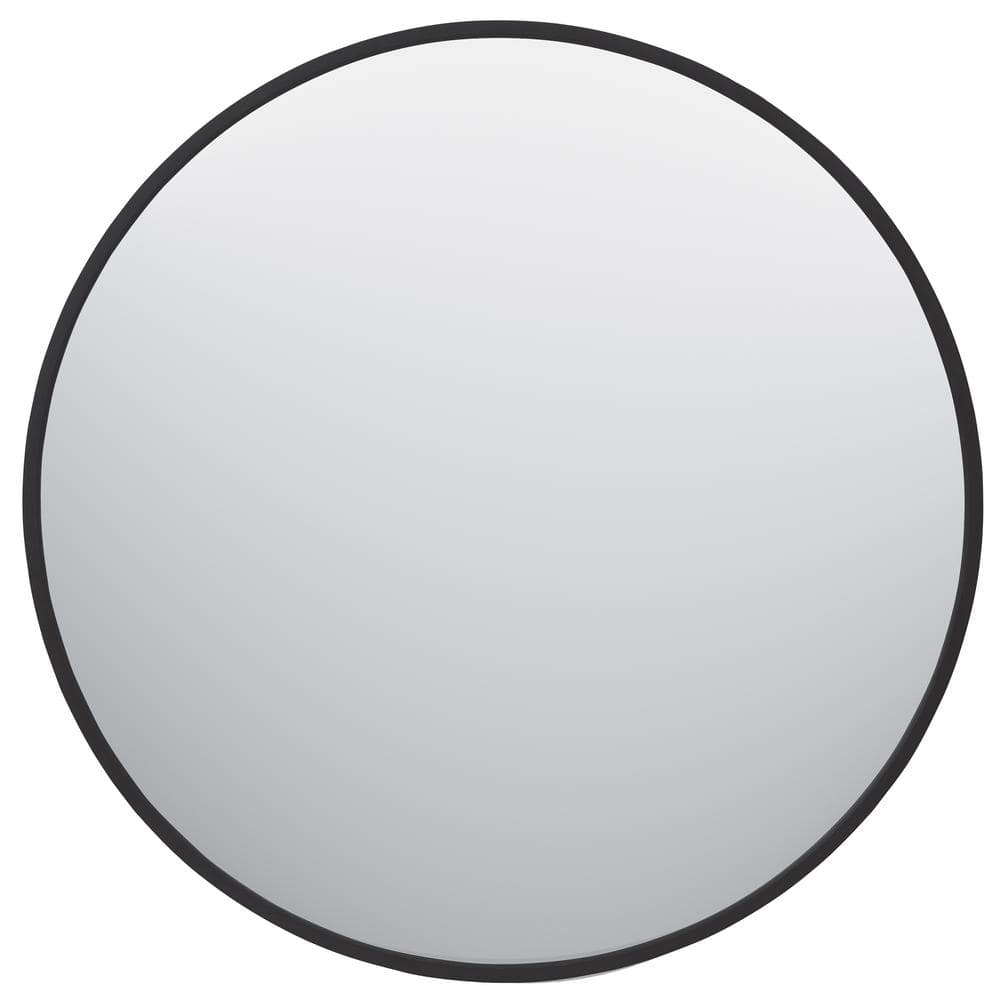 Glacier Bay 30 in. W x 30 in. H Round Matte Black Medicine Cabinet with Mirror