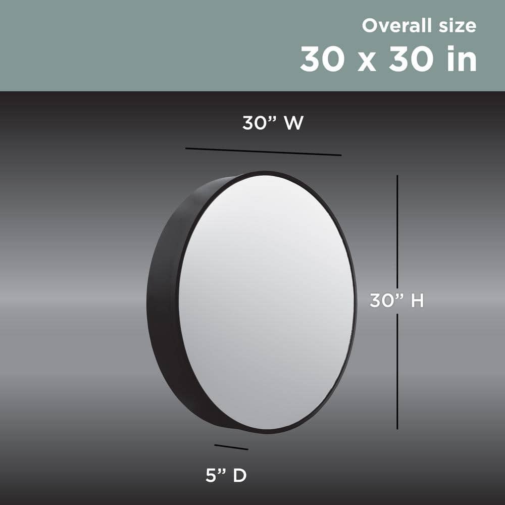 Glacier Bay 30 in. W x 30 in. H Round Matte Black Medicine Cabinet with Mirror