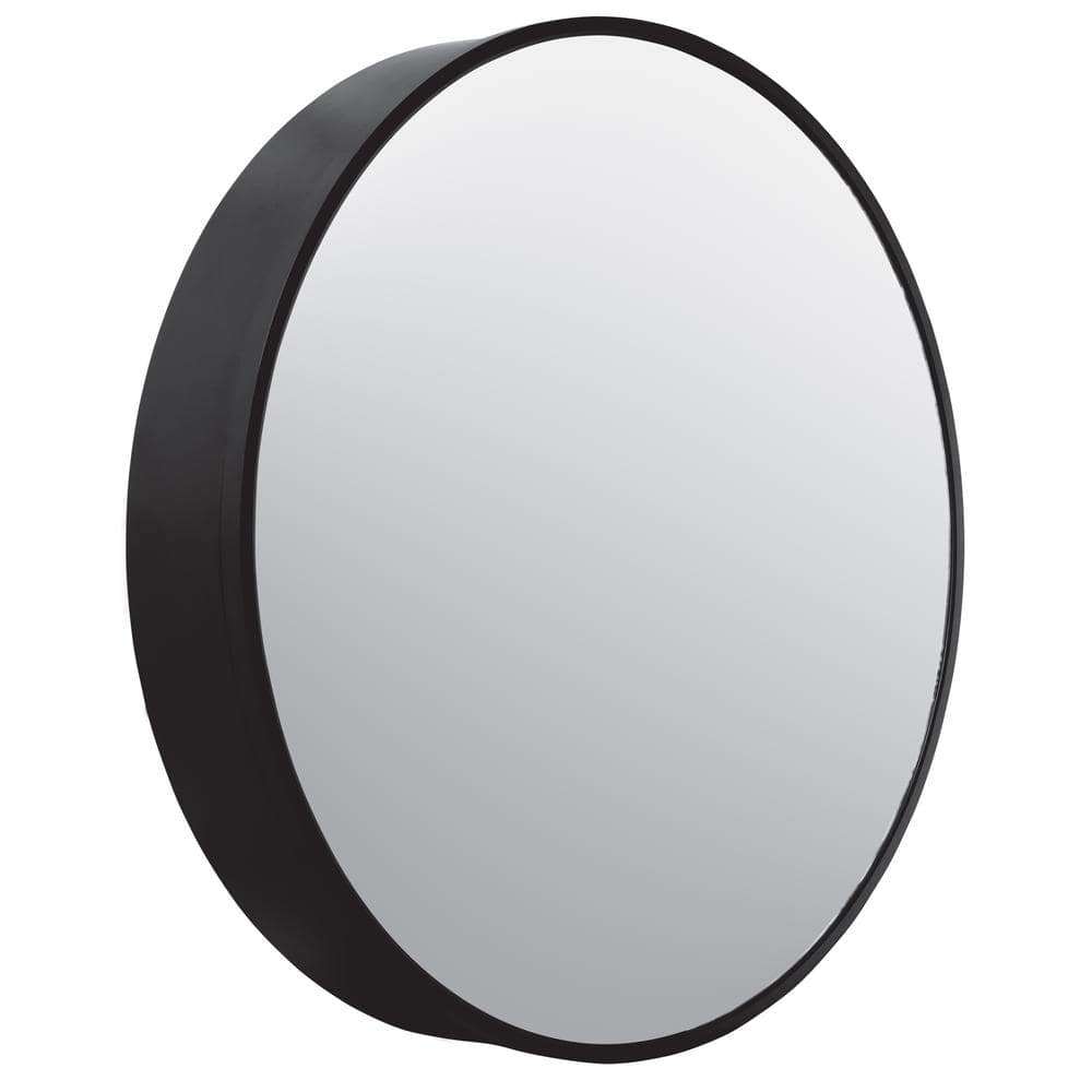 Glacier Bay 30 in. W x 30 in. H Round Matte Black Medicine Cabinet with Mirror