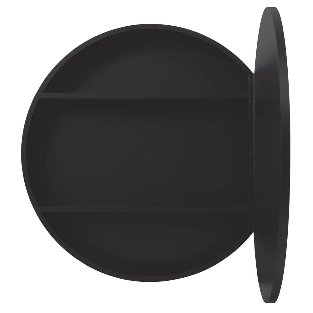 Glacier Bay 30 in. W x 30 in. H Round Matte Black Medicine Cabinet with Mirror