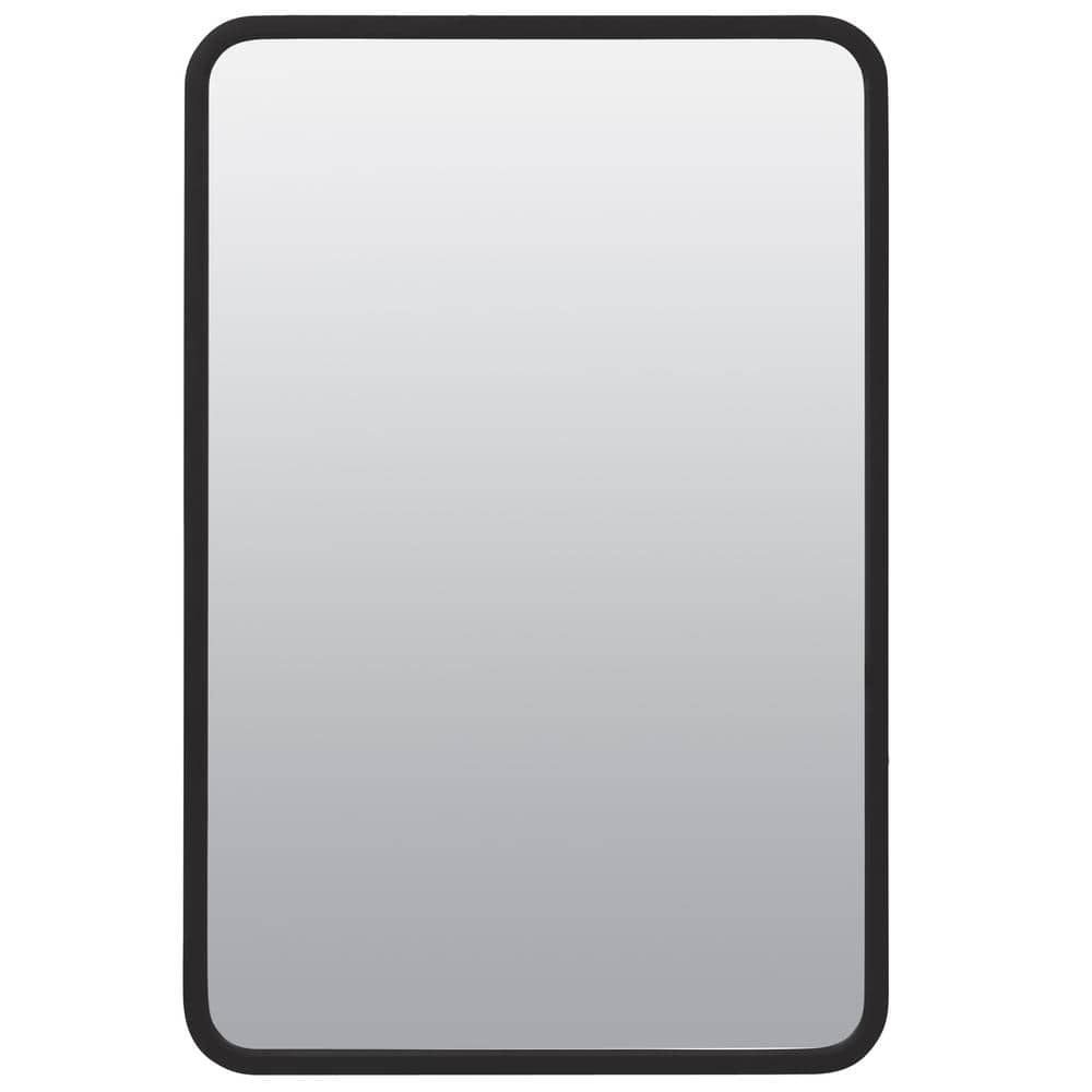 Glacier Bay 16 in. W x 24 in. H Rounded Corner Rectangular Matte Black Medicine Cabinet with Mirror