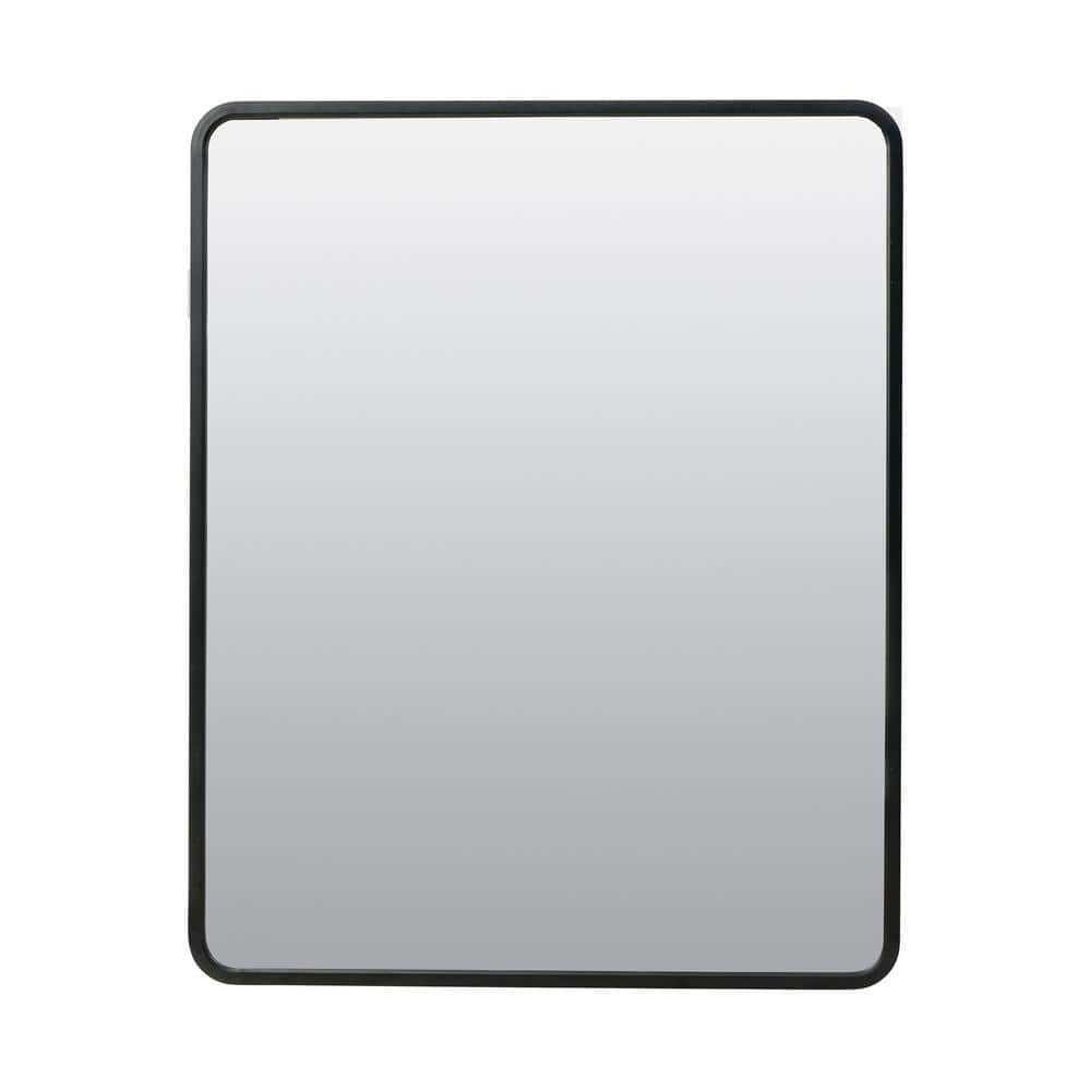 Glacier Bay 24 in. W x 30 in. H Rounded Corner Rectangular Matte Black Medicine Cabinet with Mirror