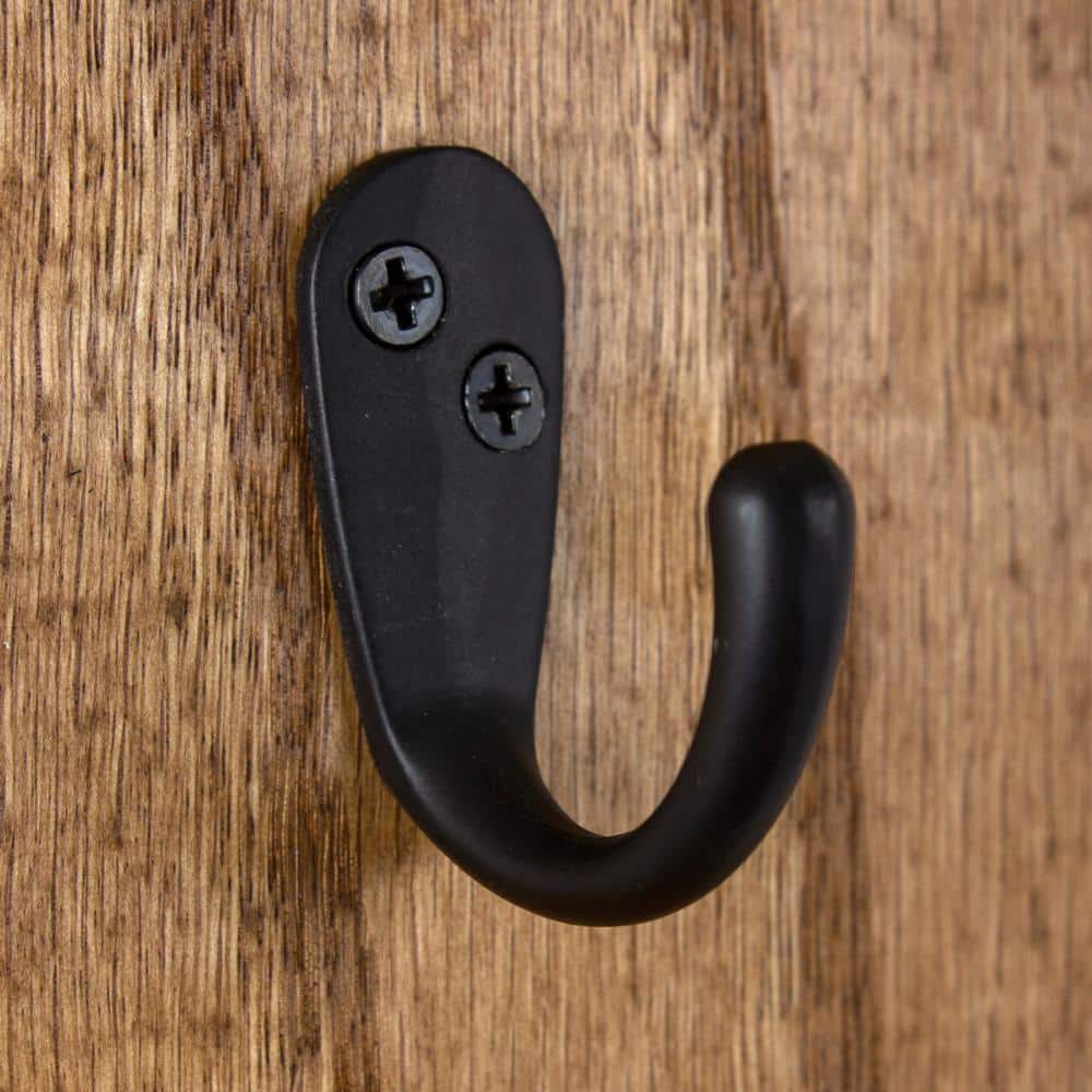 GlideRite 1-3/4 in. x 1-1/2 in. Matte Black Small Robe/Coat Hooks (10-Pack)