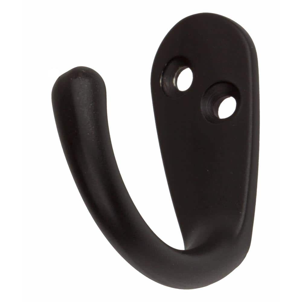 GlideRite 1-3/4 in. x 1-1/2 in. Matte Black Small Robe/Coat Hooks (10-Pack)