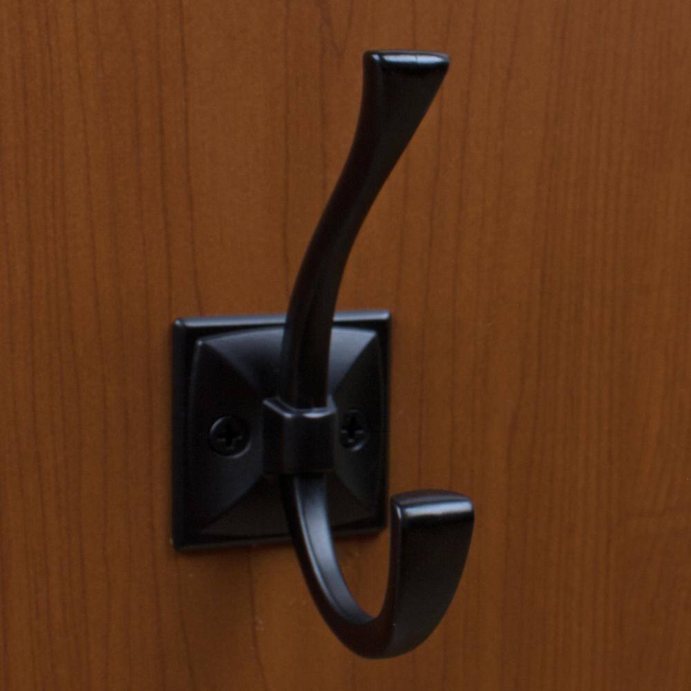 GlideRite 4-1/4 in. Matte Black Decorative Flared Double-Prong Coat Hooks (10-Pack)