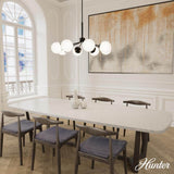Hunter Hepburn 8-Light Matte Black Branched Chandelier with Cased White Glass Shades