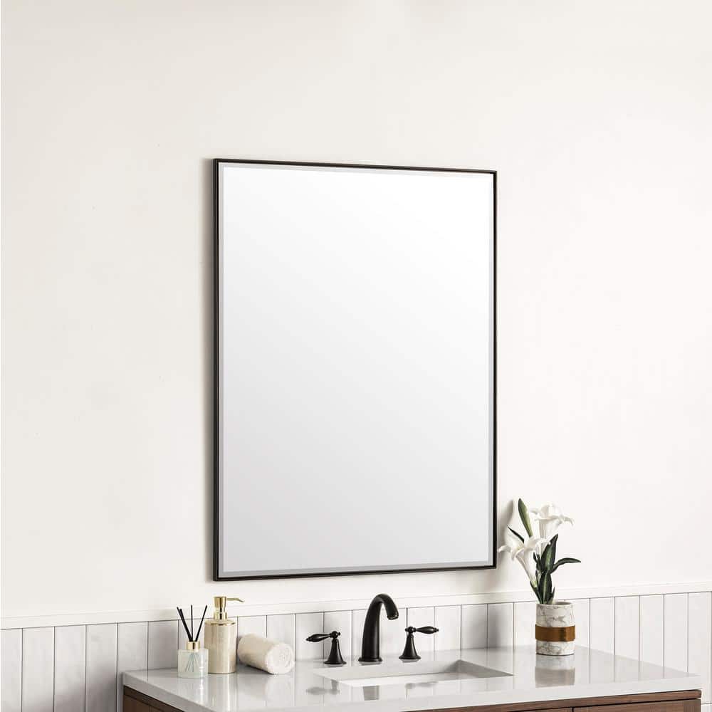 James Martin Vanities Rohe 30" x 40" Matte Black Rectangular Vanity Mirror