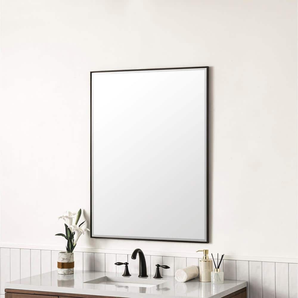 James Martin Vanities Rohe 30" x 40" Matte Black Rectangular Vanity Mirror